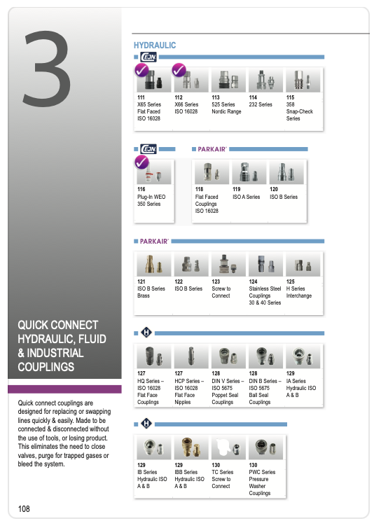 Quick Connect Hydraulic, Fluid & Industrial Couplings