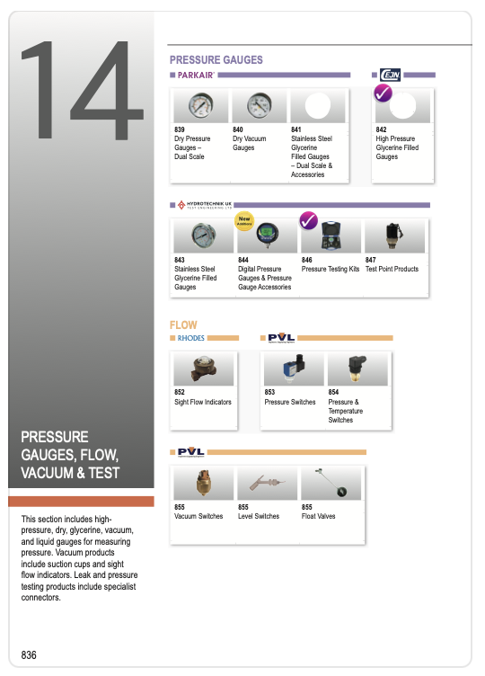 Pressure Gauges, Flow, Vacuum & Test